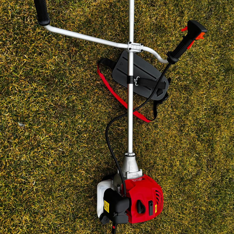 Dual handle brush cutter on grass. The decespugliatore-doppia-impugnatura is perfect for AUTO-DRAFT.